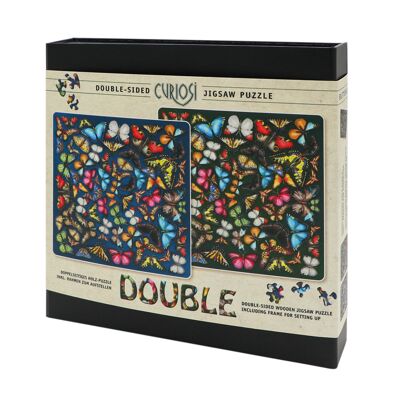 Puzzle de madera, Doble Mariposa incl.Marco de rompecabezas