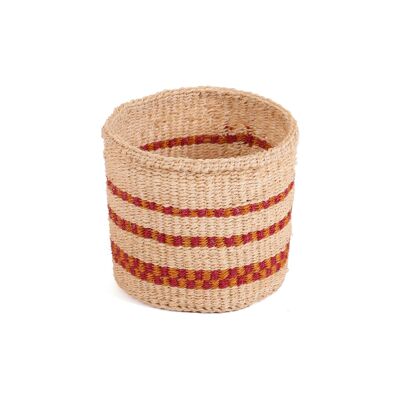 FAIDA: Cesta de sisal extra pequeña color burdeos y dorado