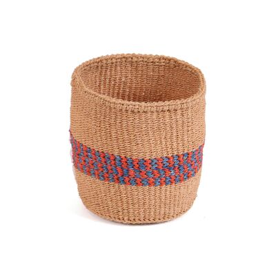 FURAHA: Cesta de sisal extra pequeña azul y naranja