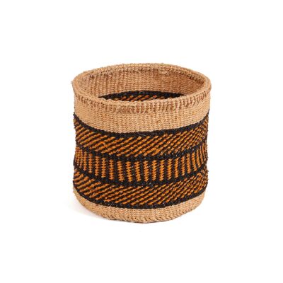 FAIDIKA: Cesta extra pequeña de sisal negra y naranja