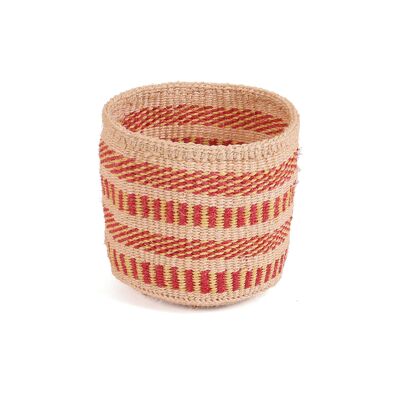 CHENYE: Cesta de sisal extra pequeña roja y amarilla