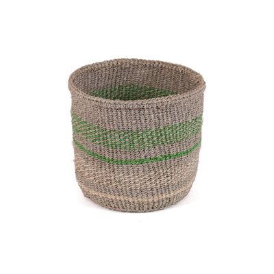 MAANA : Panier en sisal extra petit gris, vert et blanc