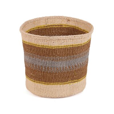 MAHAMRI: Small Brown, Grey and Yellow Sisal Basket
