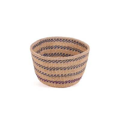MAJI: Pequeña cesta de sisal azul y morado