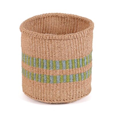 MAMBO: Pequeña cesta de sisal azul y verde