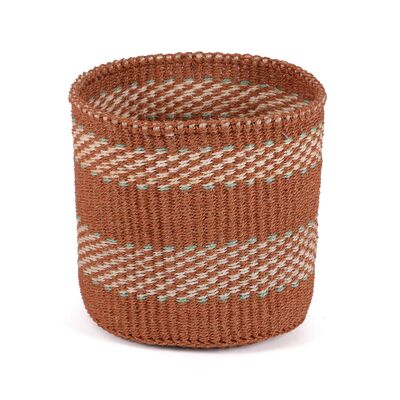 MASHINE: Piccolo cestino in sisal marrone, blu e bianco
