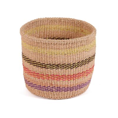 MASHTAKA: Piccolo cestino in sisal rosa, viola e giallo