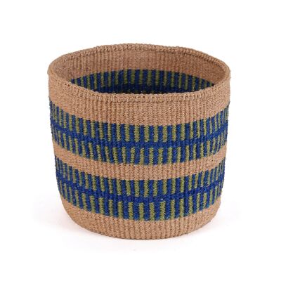 MBALI: Cesta mediana de sisal azul y verde