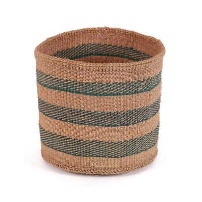 MELI: Cesta mediana de sisal natural y color verde azulado