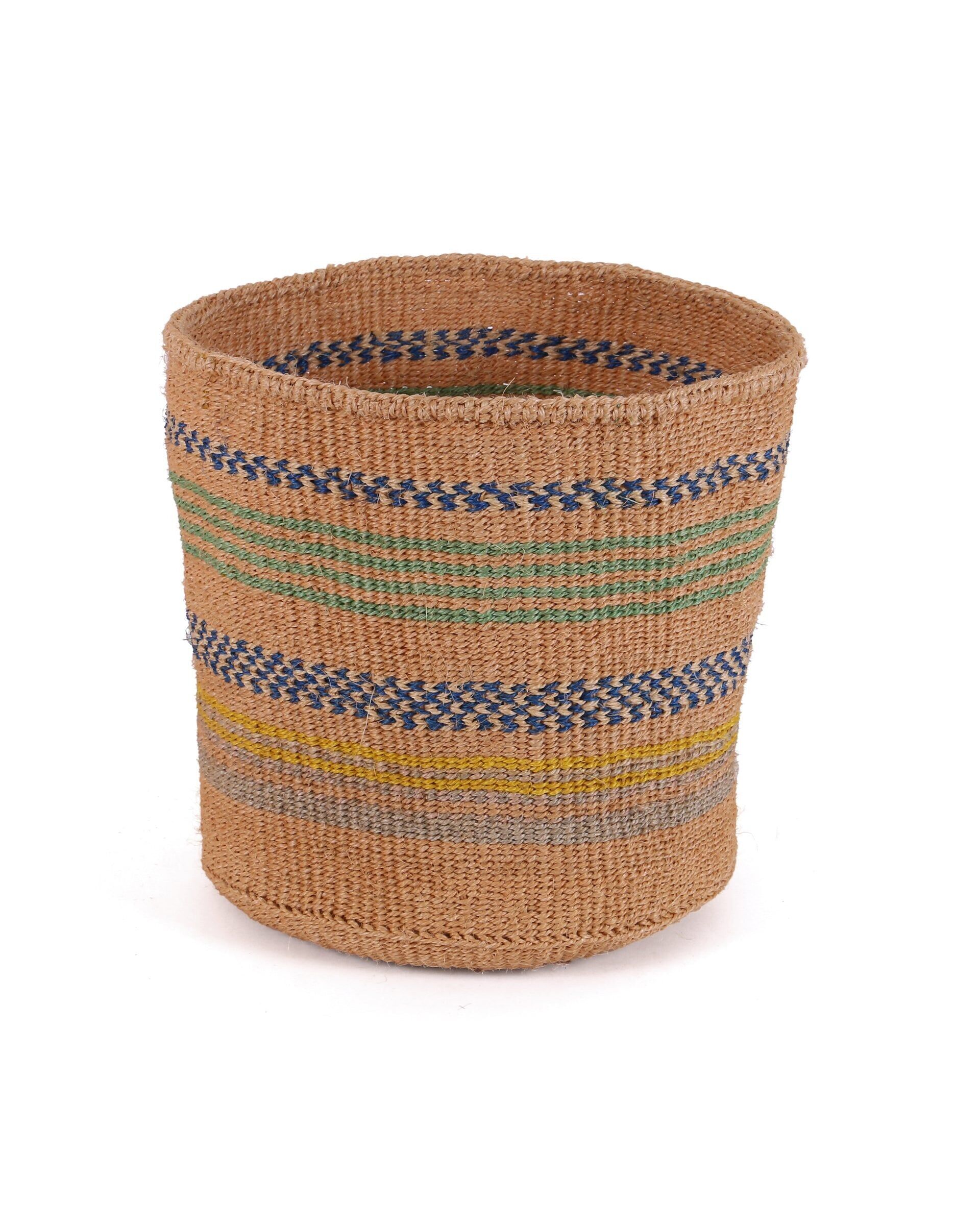 MILA: Cestino medio in sisal giallo, verde e blu