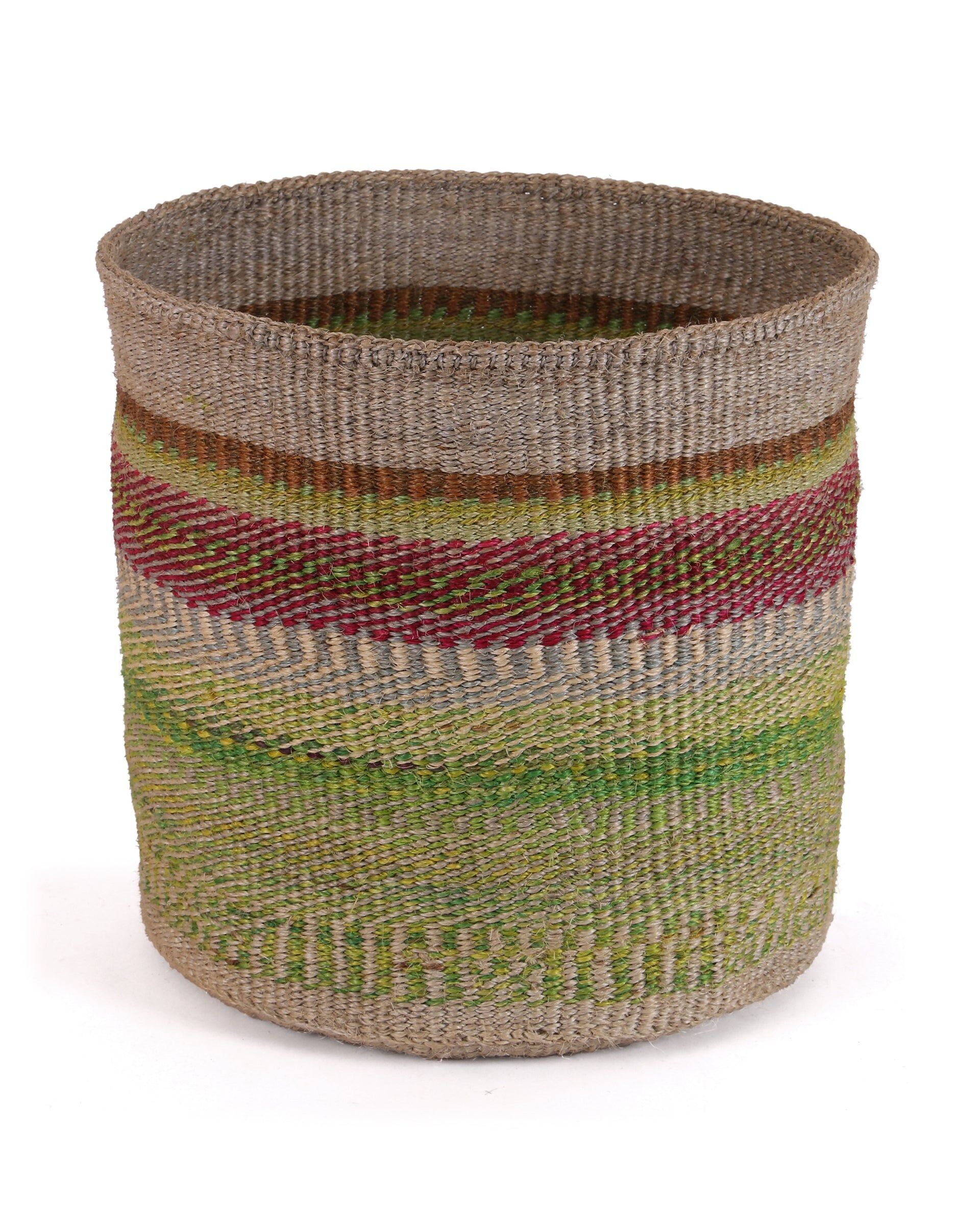 MITO: Grande cestino in sisal grigio, verde e rosa