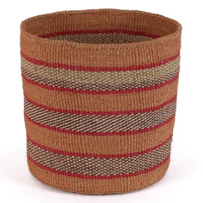 MKONO: Cesta grande de sisal en tonos caqui, rojo rosado y marrón