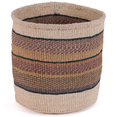 MIPIRA: Gran cesta de sisal en tonos esmeralda, malva y marrón