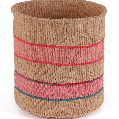 MPIRA: Cesta de sisal rosa y verde azulado