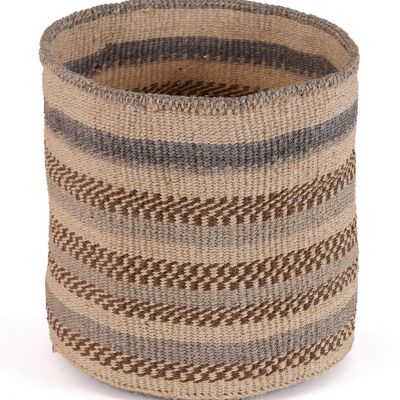 MJANJA: Cesta grande de sisal blanca, gris y marrón