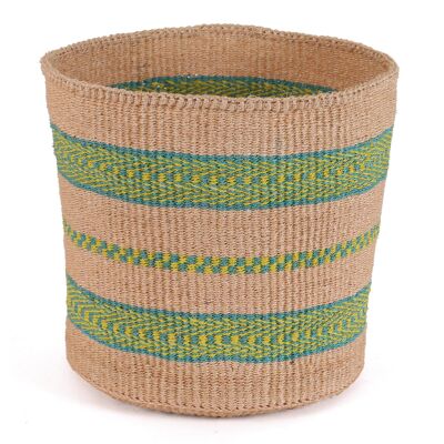 MNYAMA: Cesta grande de sisal color aguamarina y amarillo