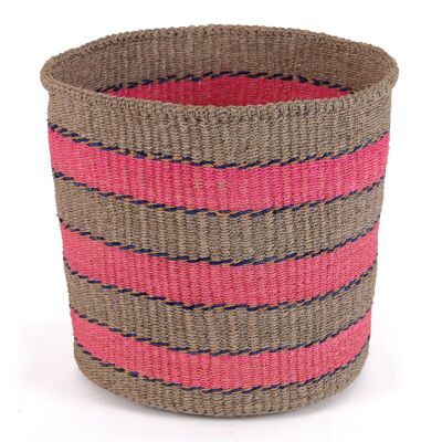 MREFU: Cesta grande de sisal rosa, azul y gris