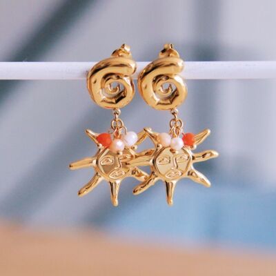 Boucle d'oreille déclaration Océan & Soleil