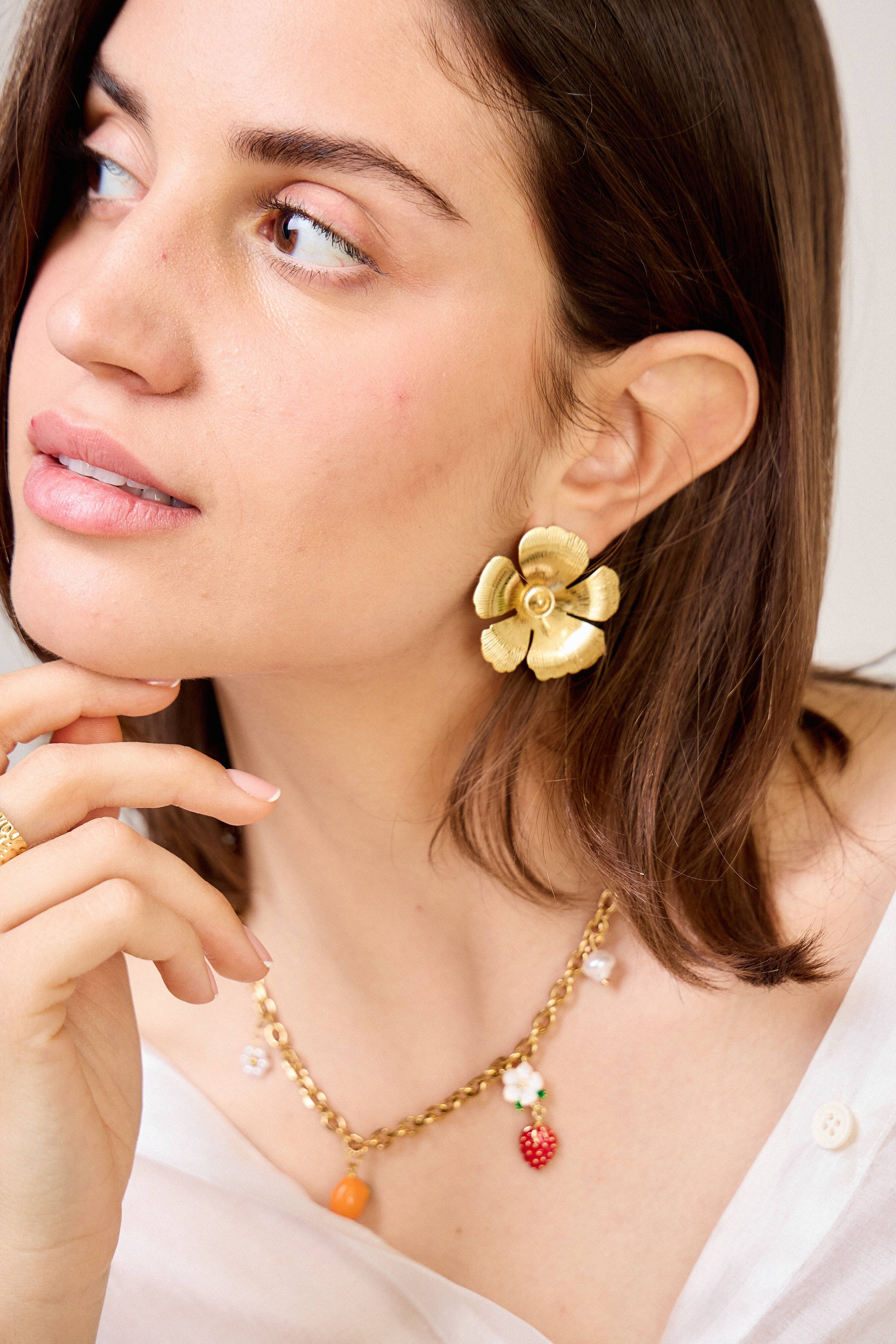 Pendientes de flores de acero inoxidable