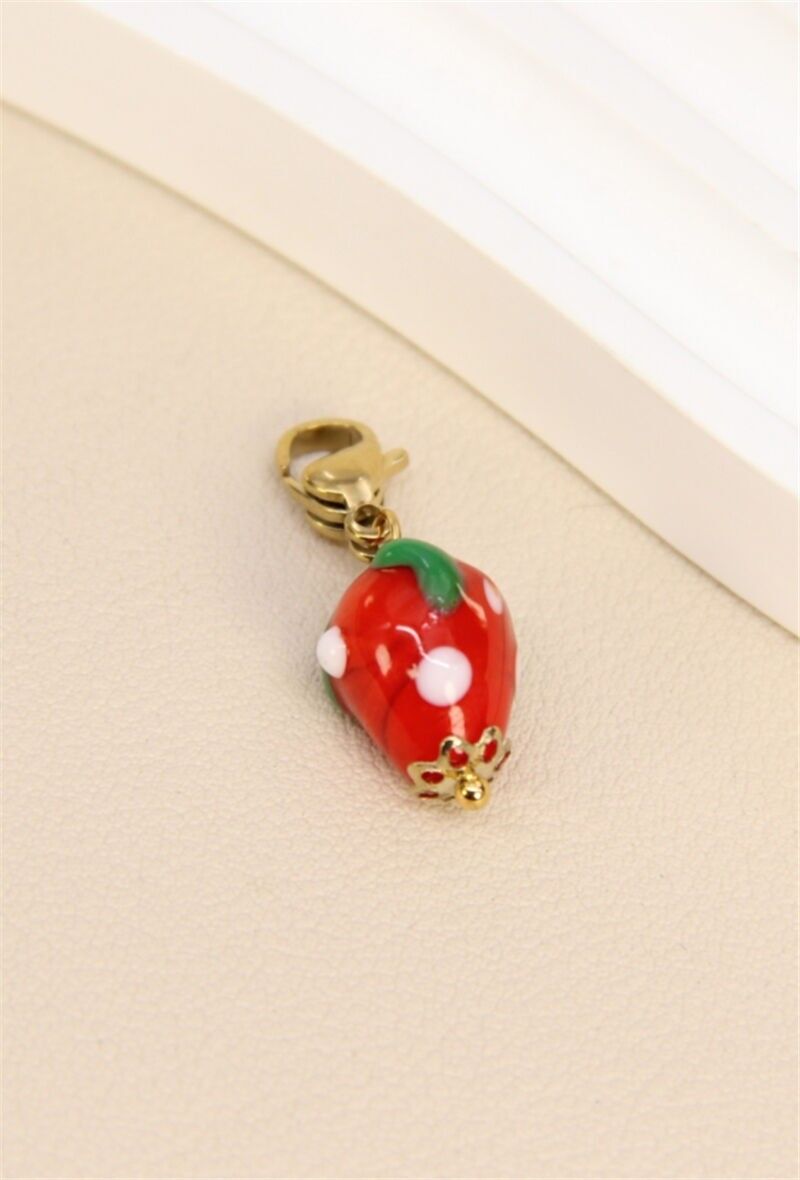 Pendentif Fraise Céramique en acier inoxydable