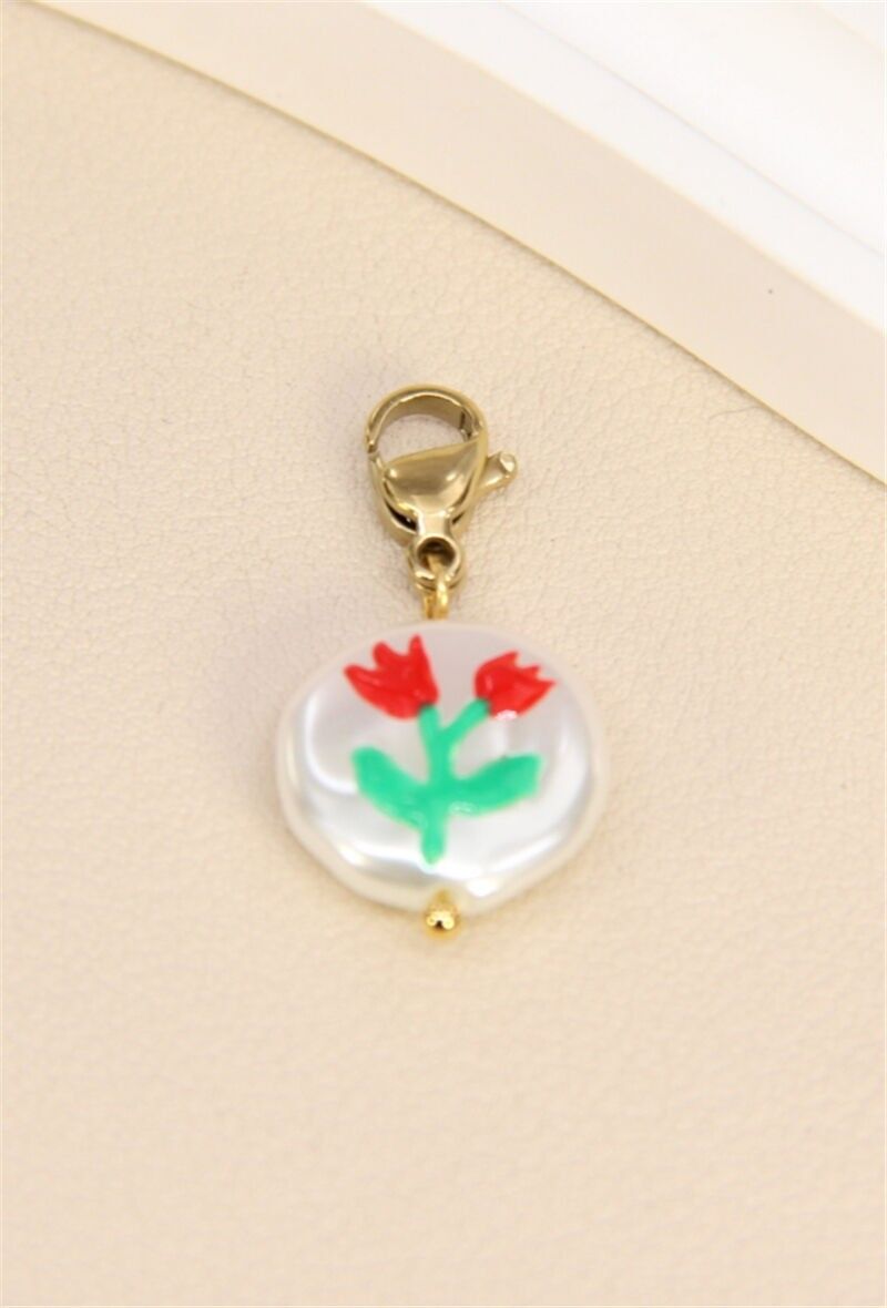 Pendentif Perle Fleur Inoxydable – Élégance Envoûtante