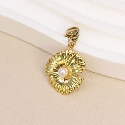 Colgante de flor de perla de acero inoxidable: Elegancia sublime