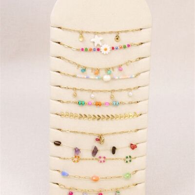 Expositor de 12 pulseras de acero inoxidable Elegance con soporte de exhibición gratuito