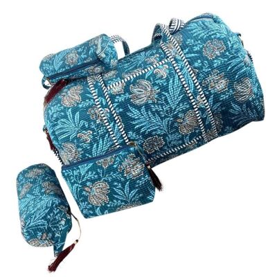 Pack : Sac de voyage rembourré en coton + 3 trousses de toilette B2B