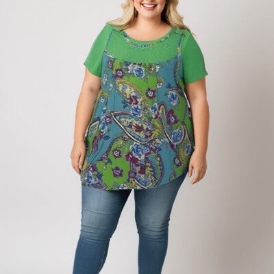 Plus size printed tunic + matching t-shirt set (A233&VERT)