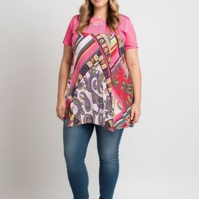 Plus size printed tunic + matching t-shirt set (A233&ROSE)
