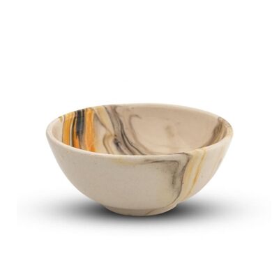 Bol à trempette en céramique – Colonsay | Moka, marbre jaune – 8 cm x 5 cm de profondeur