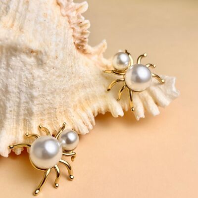 Boucles d’Oreilles Araignée avec Perle Acier Inoxydable