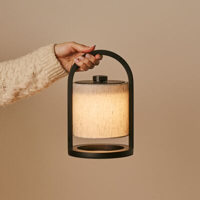 River Black & Grey Wooden Rechargeable Lamp – Dimmable & Cordless Light