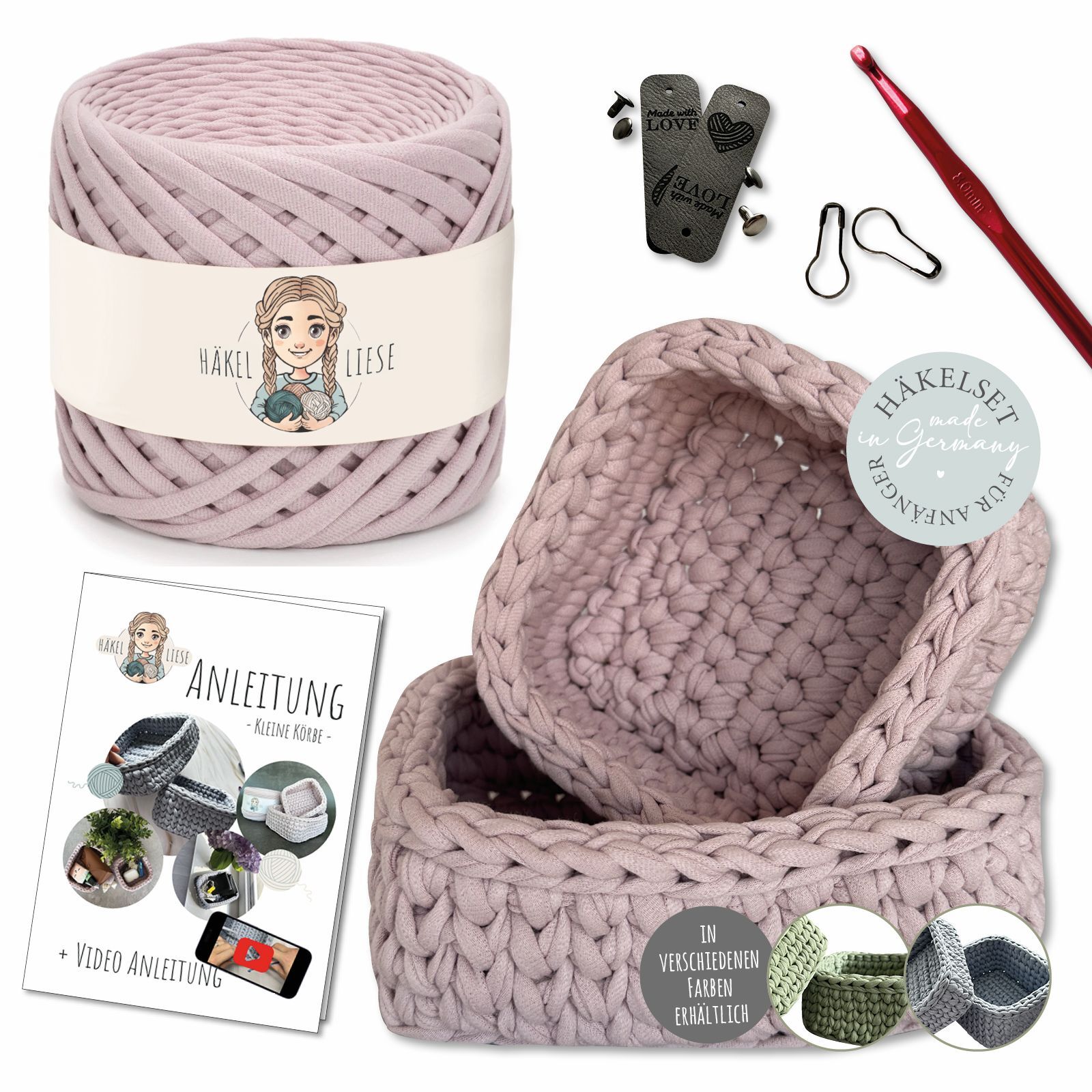 Kit per uncinetto per principianti: cestini all'uncinetto, imparare a lavorare all'uncinetto, kit per uncinetto per adulti, kit per uncinetto per principianti