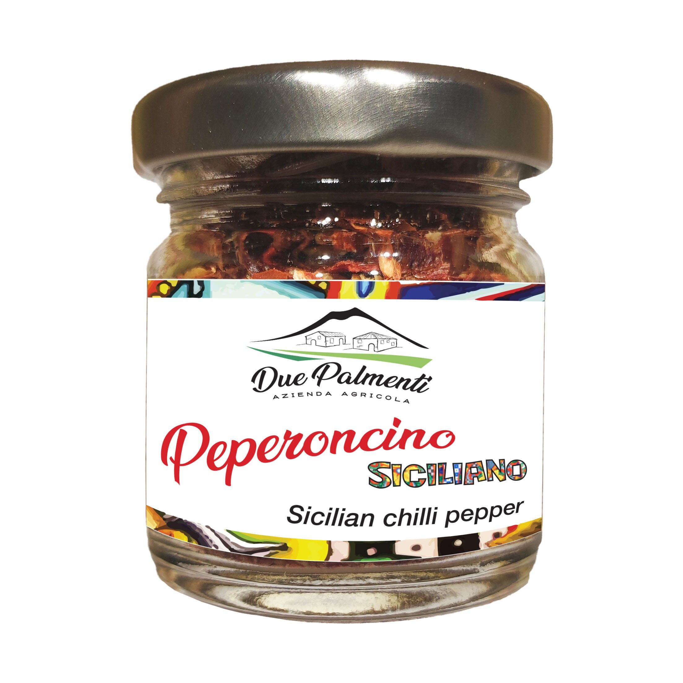 Sicilian chili pepper in a glass jar