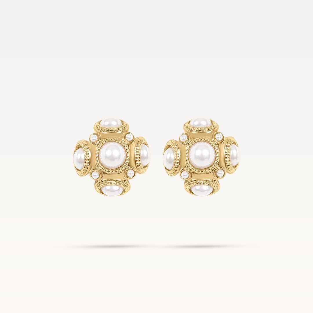 Orecchini a bottone Elodie Pearl - Oro