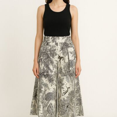 PANTALONI LUNGHI 3/4 CON STAMPA GRAFICA JUNGLE A GAMBA SFAVORATA