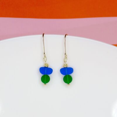 Boucles d'oreilles Color Treats bleu vert avec éléments en or rempli