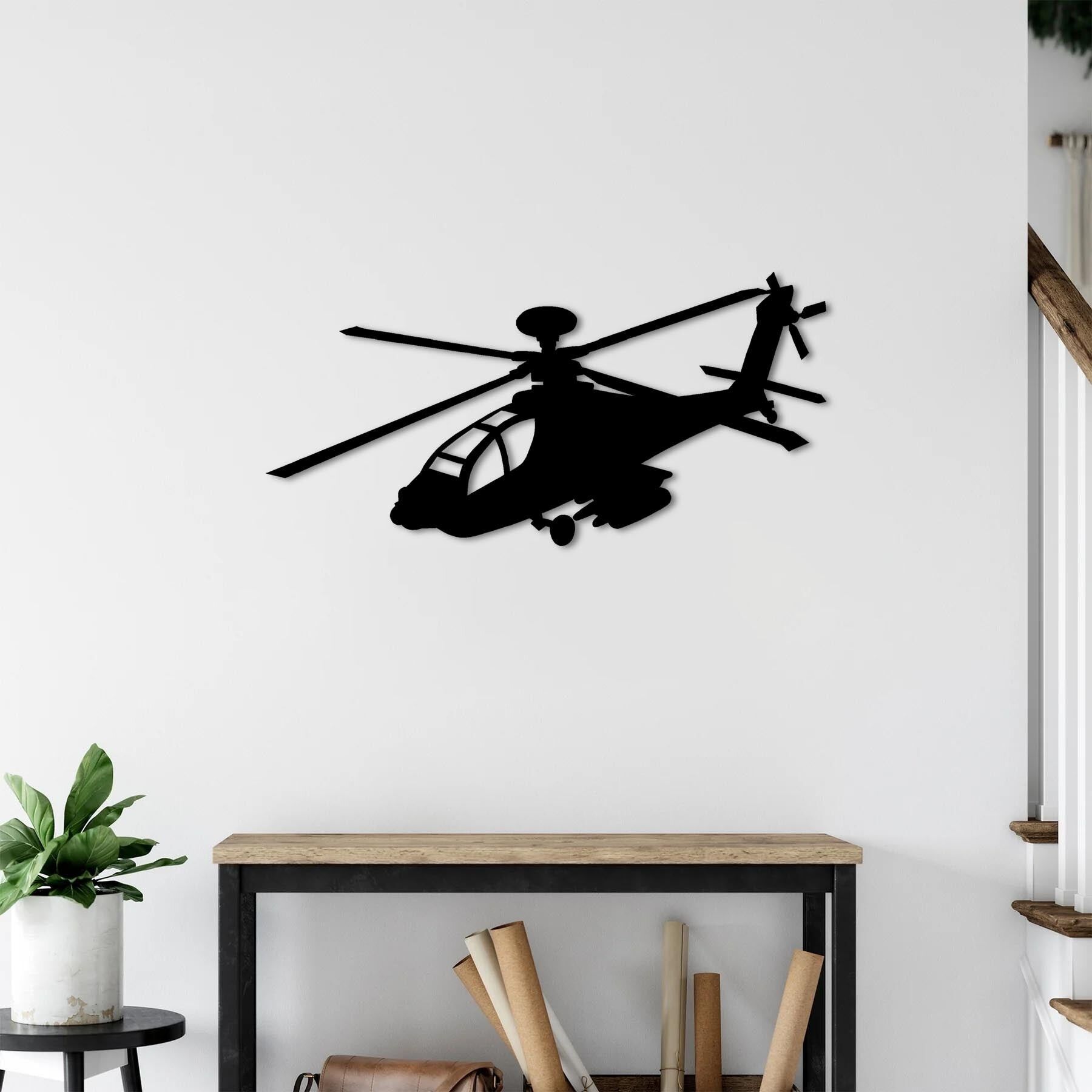 AH-64 Apache Longbow – Kampfhubschrauber-Wandkunst aus Metall