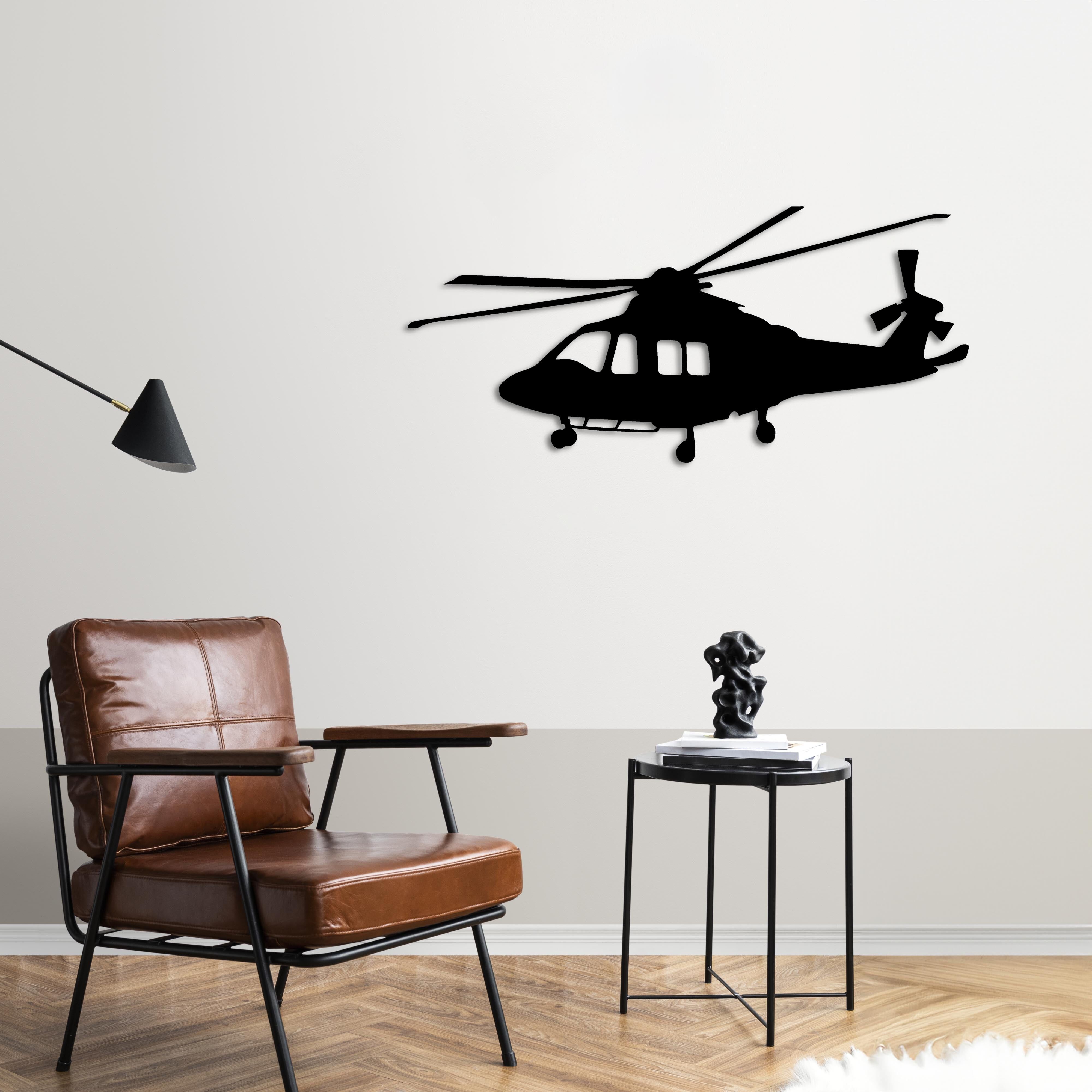 AW139 – Hubschrauber-Wandkunst aus Metall
