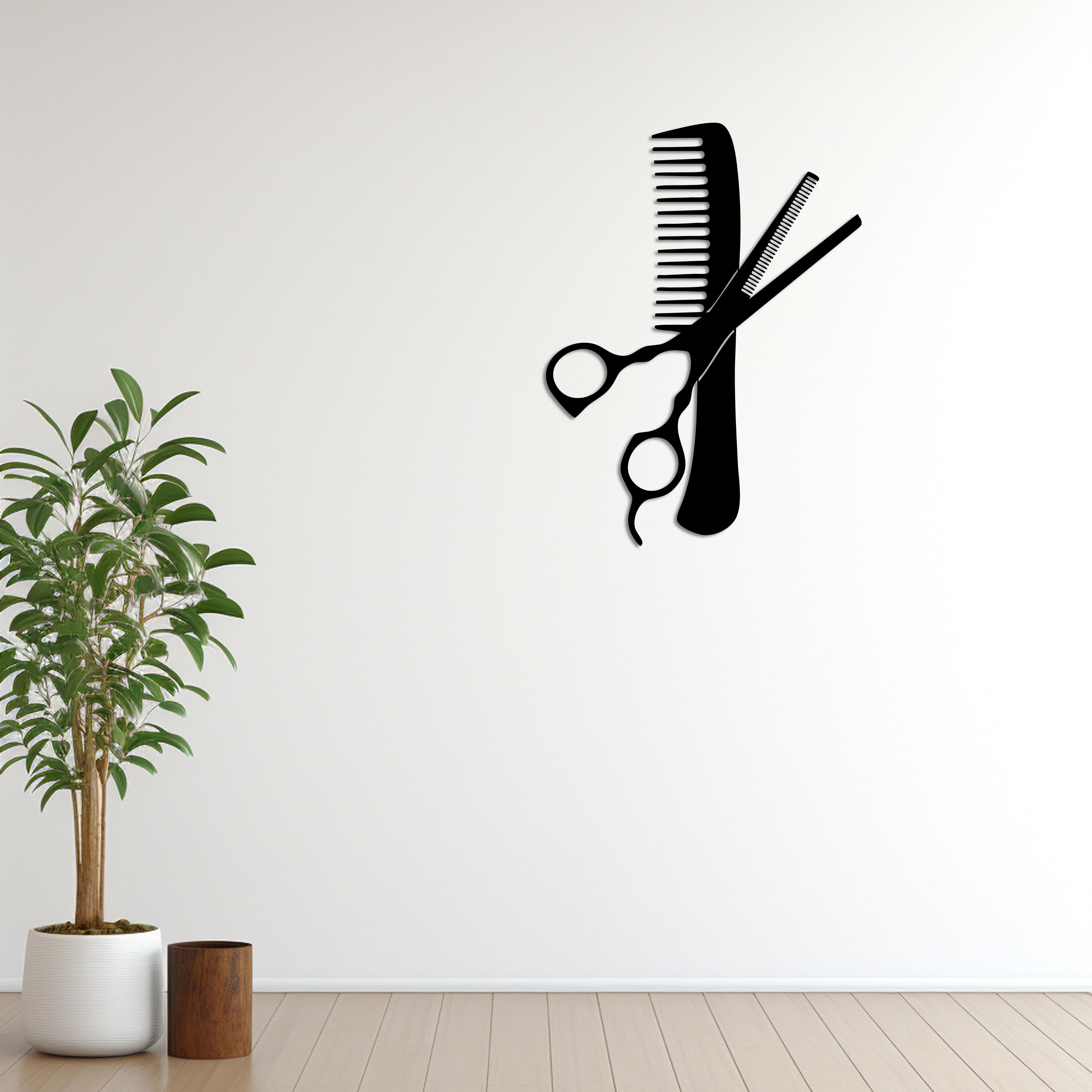 Metall-Wandkunst „Cut & Comb Barber“ | Dekorative Skulptur für Friseursalons