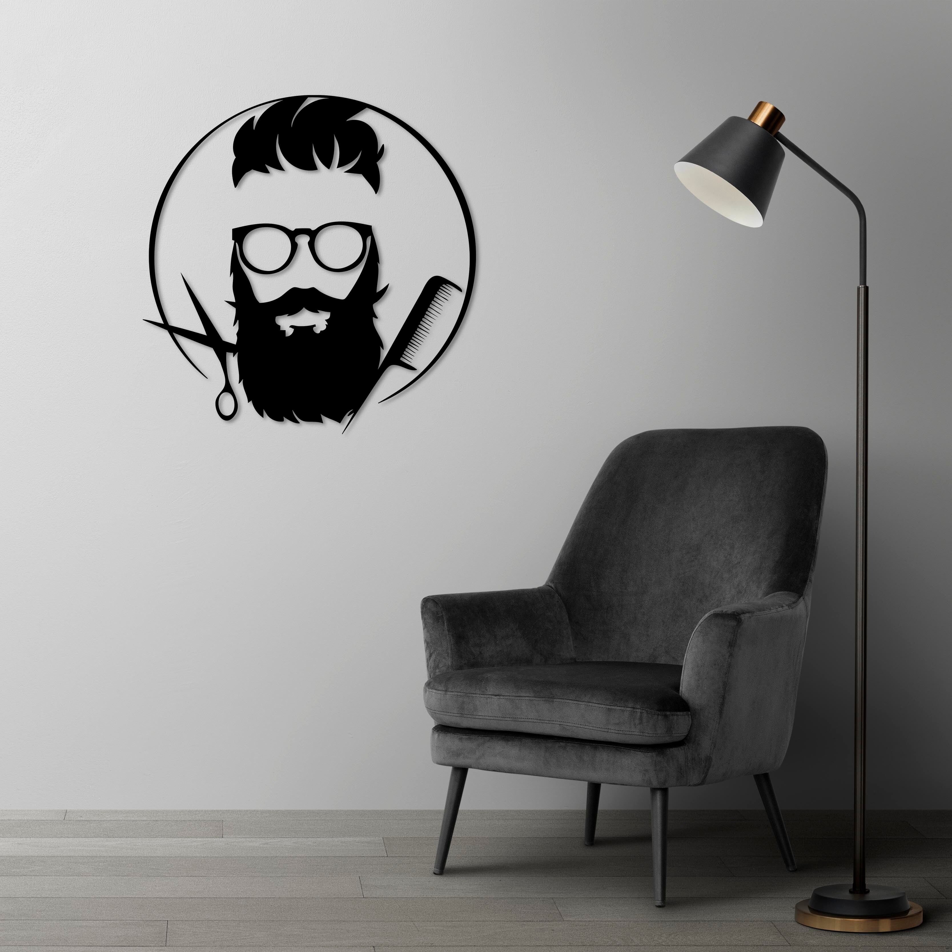 Metall-Wandkunst mit Signatur-Stil für Friseursalons | Barbershop-Dekor
