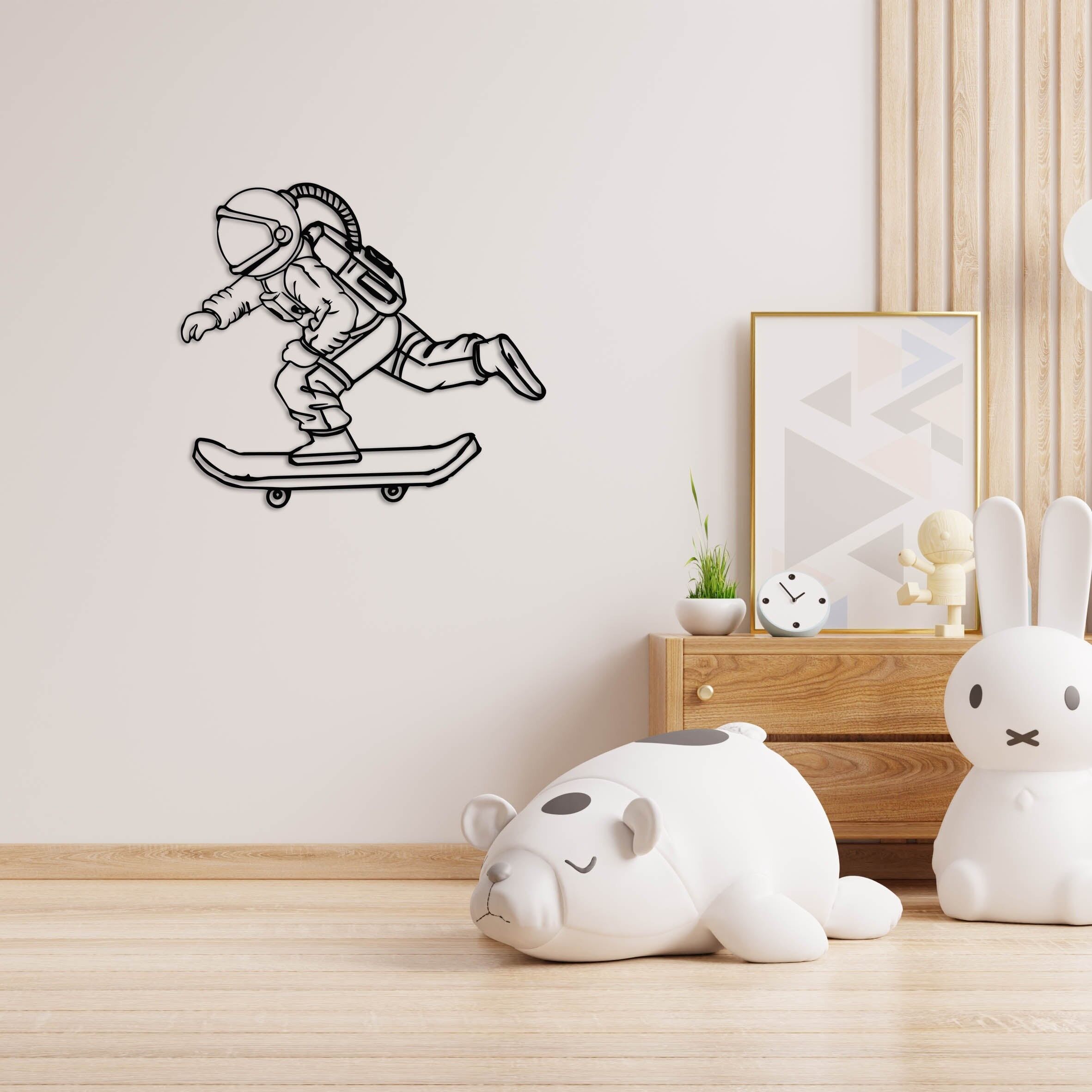 Space Ramp Metall Wandkunst | Kosmisches Skateboard Dekorative Skulptur