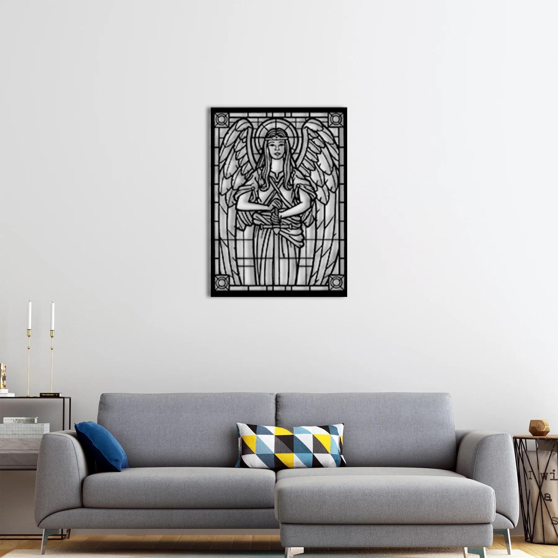 Beschützende Stille – Wandkunst aus Metall | Heitere dekorative Skulptur