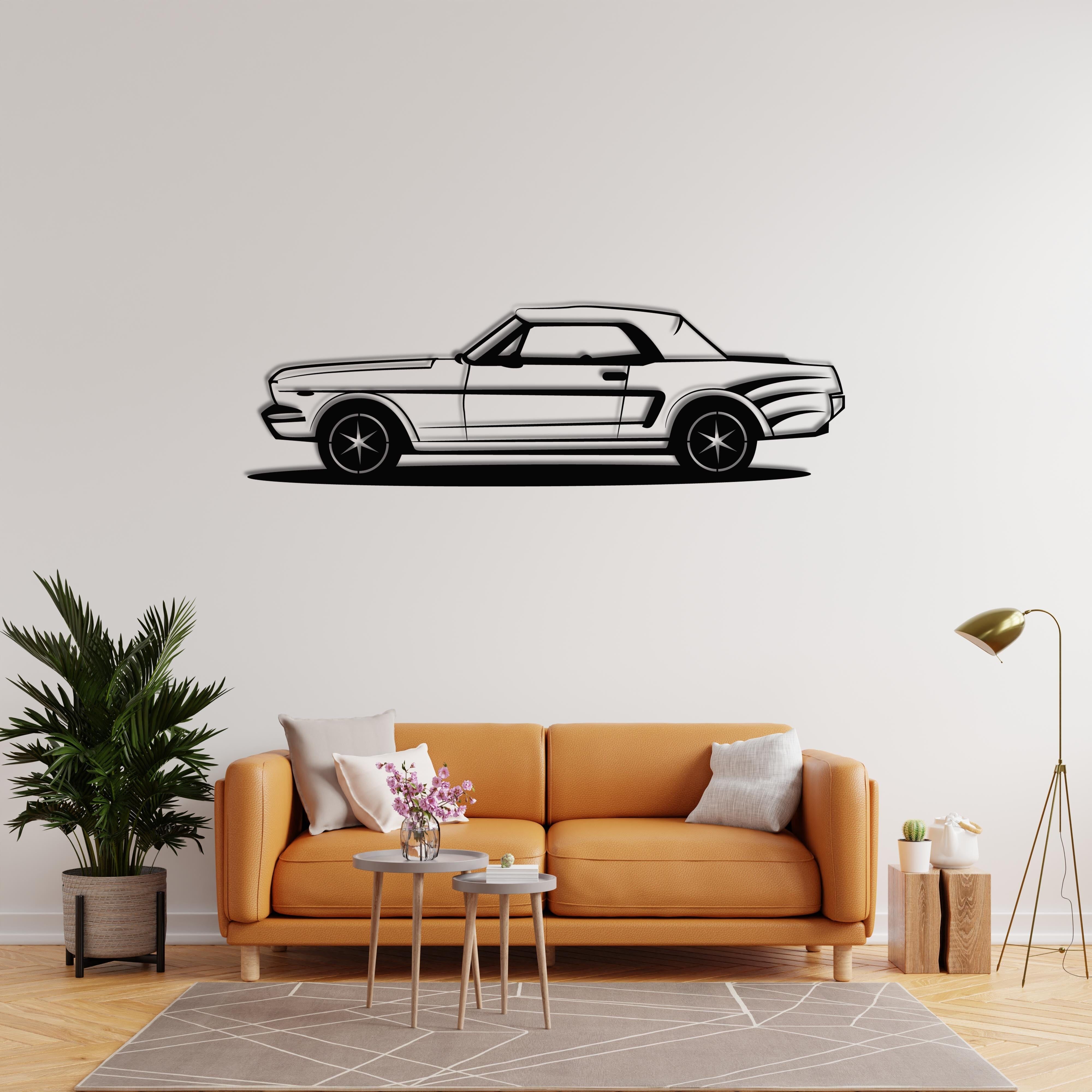 Klassische Mustang Auto Metall Wandkunst | Vintage Automobil Skulptur