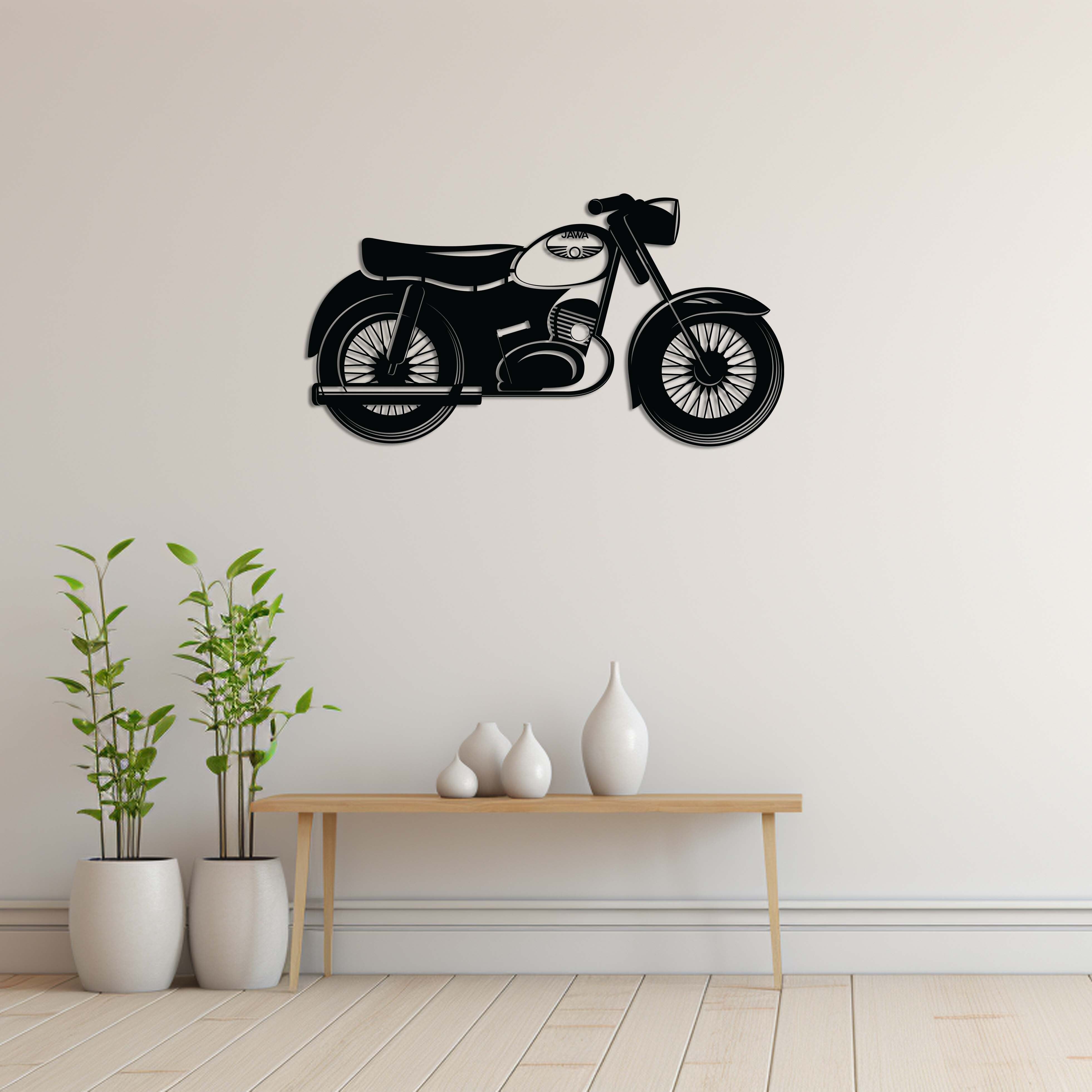 Klassisches Jawa Motorrad Metall Wandkunst | Vintage Wandskulptur Dekor