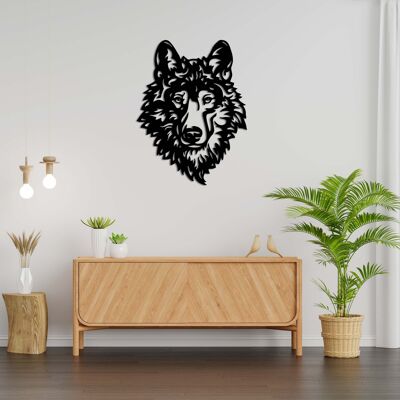 Décoration murale en métal représentant un loup majestueux | Sculpture murale décorative animalière