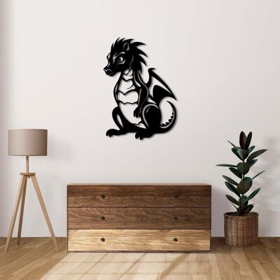Décoration murale en métal Petit Dragon | Sculpture murale décorative fantaisie