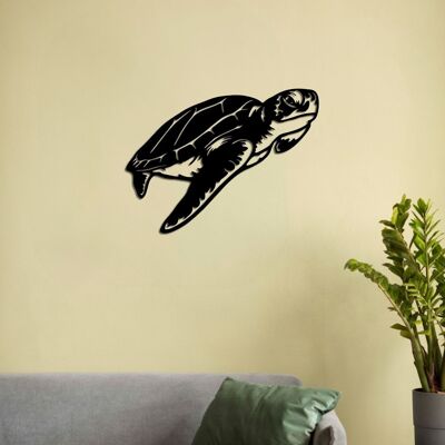 Décoration murale en métal « Noble tortue de mer » | Sculpture murale marine décorative