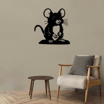 Décoration murale en métal « Souris coquine » | Sculpture décorative d'animal amusant